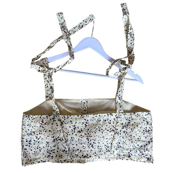 Nicholas NWT Wylda Linen Tie Strap Crop Top in Charlsbury Olympic - Picture 7 of 11